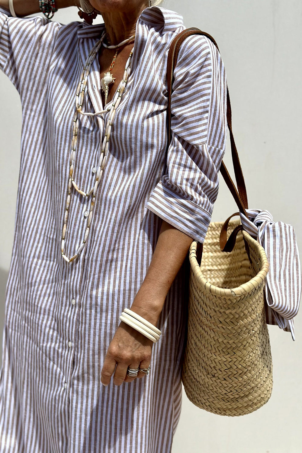 Sophia™ | Elegant Striped Shirt Dress