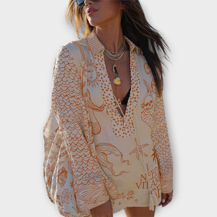 Liv – Waterfall Satin Tassel Shirt & Shorts Co-Ord