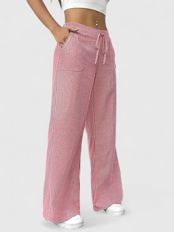 Dominique | Comfortable Wide-Leg Trousers with Elegant Details