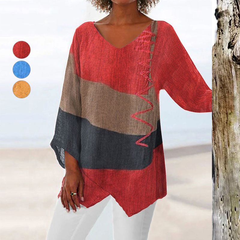 Helene™ | Artistic V-Neck Tunic – Creative, Airy & Stylish