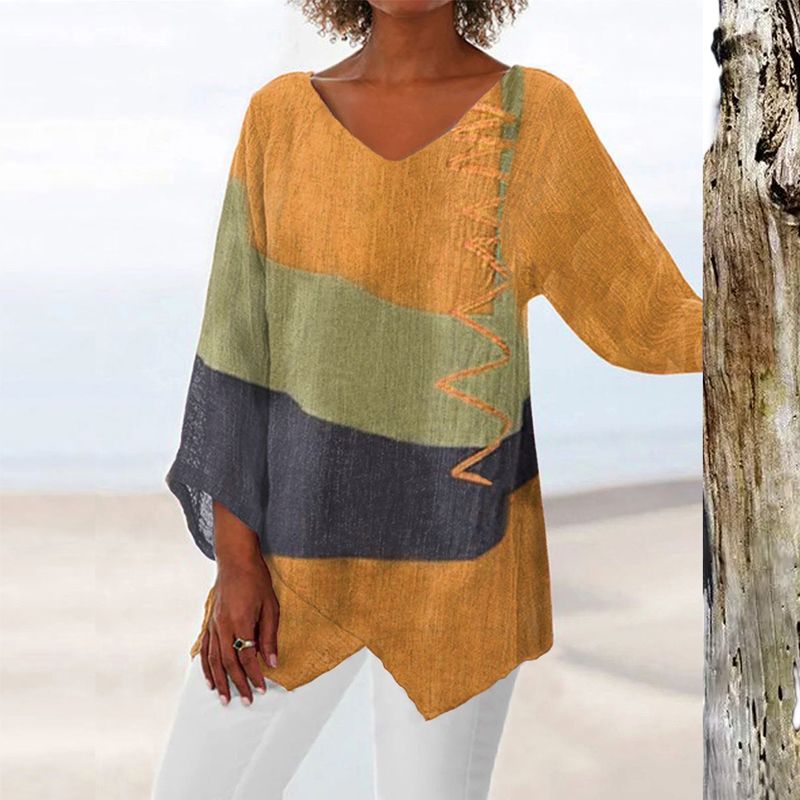 Helene™ | Artistic V-Neck Tunic – Creative, Airy & Stylish