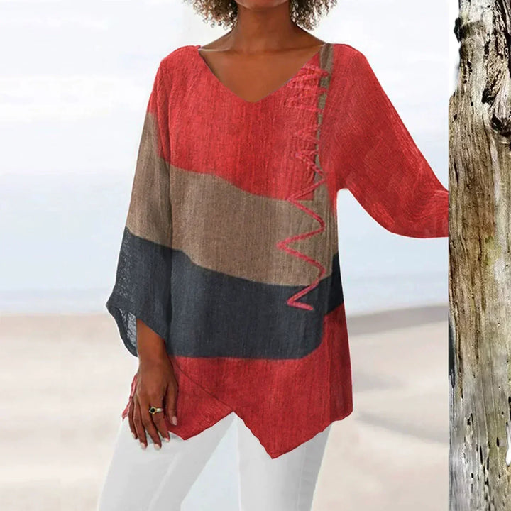 Helene™ | Artistic V-Neck Tunic – Creative, Airy & Stylish
