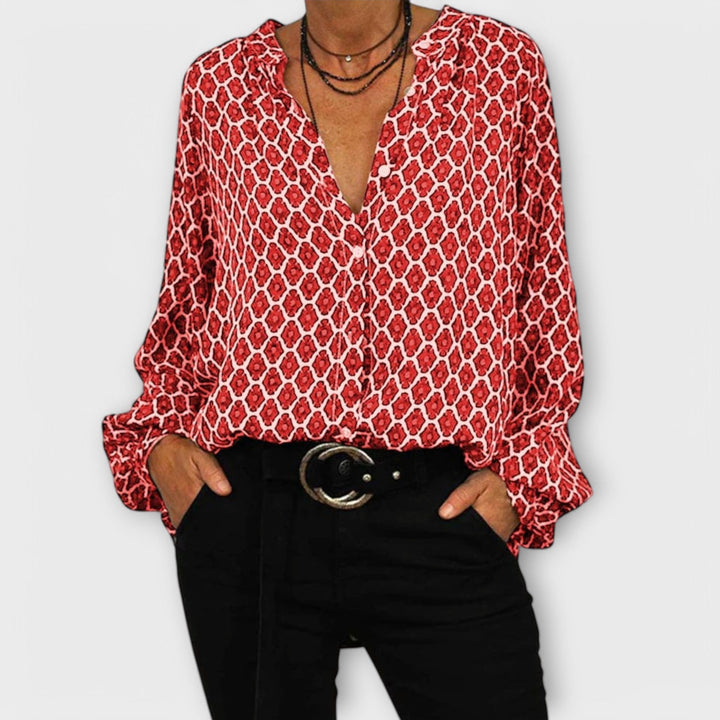Chess | Stylish blouse with V-neck and long sleeves